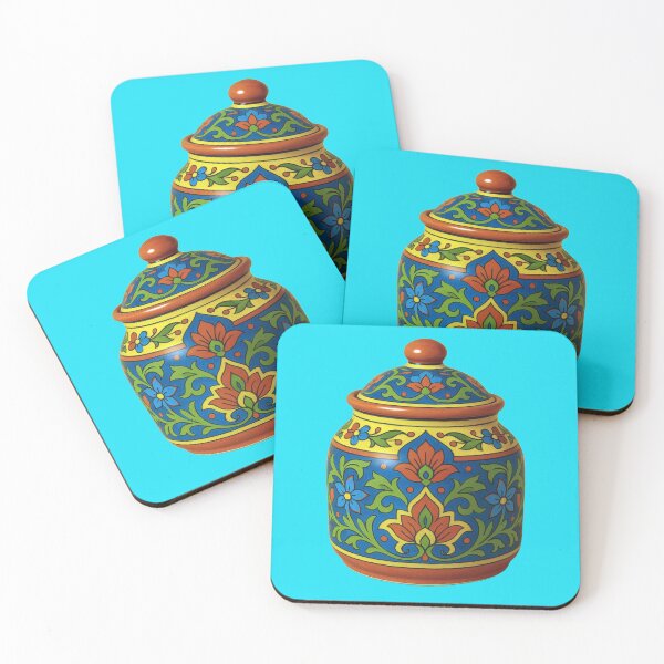 Item preview, Vibrant Hand-Painted Ceramic Jar with Lid and Floral Folk Design designed and sold by S4Graphics.
