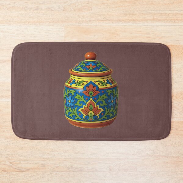 Item preview, Vibrant Hand-Painted Ceramic Jar with Lid and Floral Folk Design designed and sold by S4Graphics.