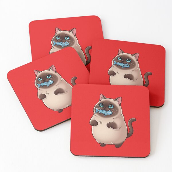 Item preview, Chubby Siamese Cat with a Fish in Its Mouth designed and sold by LOVE ART DESIGNS .