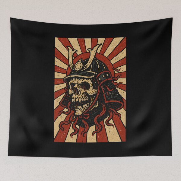 Item preview, Samurai Skull Rising Sun – Japanese Retro Art designed and sold by YamiHaus.
