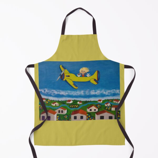 Item preview, Girl and Puppies Flying a Yellow Plane designed and sold by MaPerle.