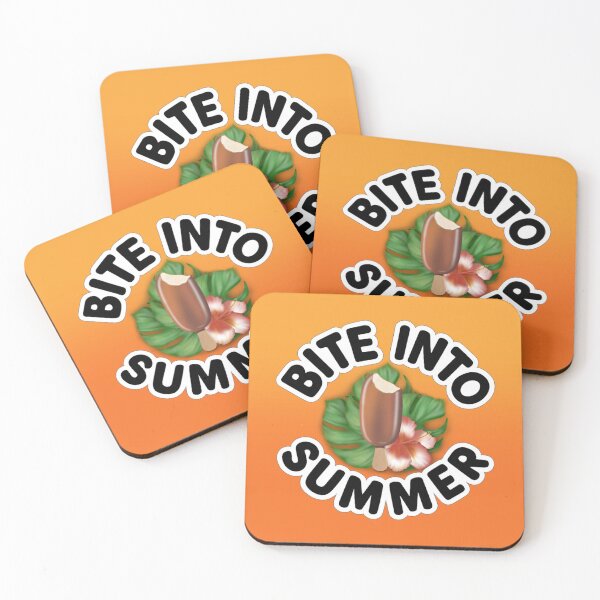 Item preview, Tropical design featuring a bitten chocolate ice cream, monstera leaves, and hibiscus flowers, along with the text “Bite Into Summer.” designed and sold by Martapp.