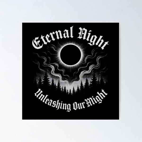Item preview, Dark Metalhead Design Eternal Night Unleashing Our Might designed and sold by Krossgor.