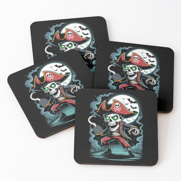 Item preview, Undead Pirate Skeleton Halloween Moon Glow Hook Shirt designed and sold by DigitalArtByNow.