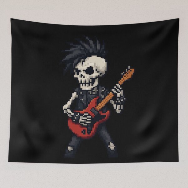 Item preview, Pixel Punk Skull Guitarist designed and sold by Pumpuy Design.