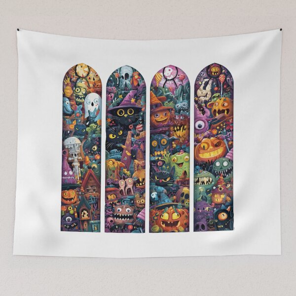 Item preview, “Halloween Window Panel Mural  designed and sold by SantiLab.
