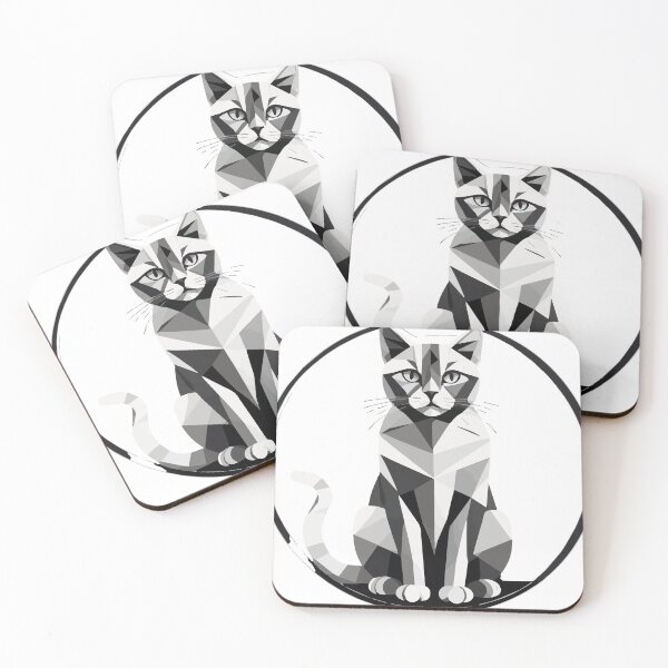 Item preview, Black and White Bauhaus Vector Cat Design designed and sold by demirkanad.