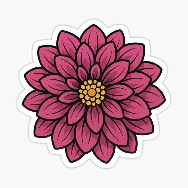 Item preview, Pink Dahlia Flower Cartoon designed and sold by Footys & Flowers Sticker Shop.