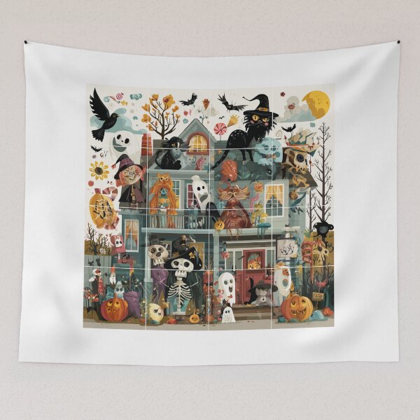 Item preview, Halloween Window Panel Mural – Cute Creepy designed and sold by SantiLab.