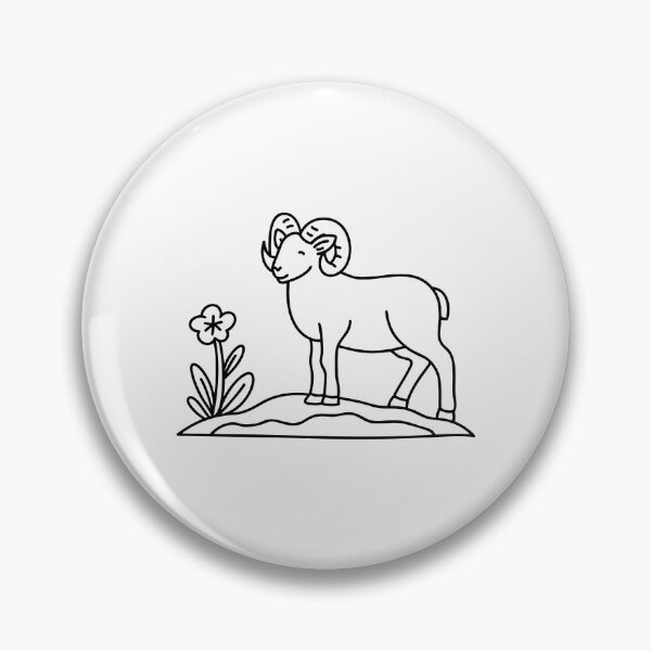 Item preview, Ram standing on a rocky slope next to a small alpine flower designed and sold by rasagamastore.