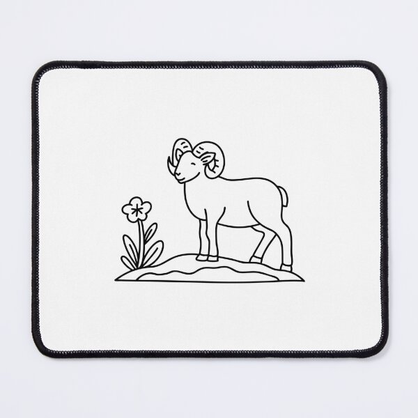Item preview, Ram standing on a rocky slope next to a small alpine flower designed and sold by rasagamastore.