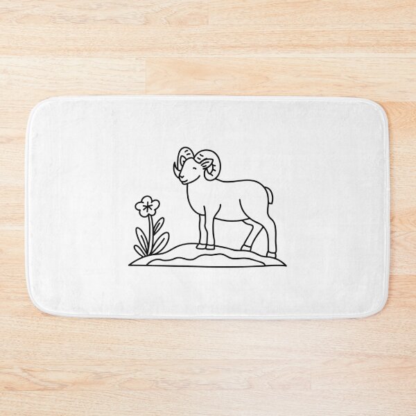 Item preview, Ram standing on a rocky slope next to a small alpine flower designed and sold by rasagamastore.