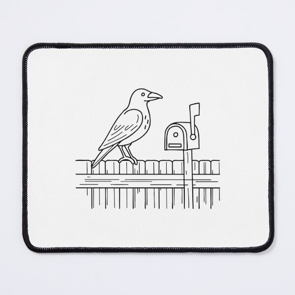 Item preview, Raven perched on a fence stand beside a mailbox designed and sold by rasagamastore.