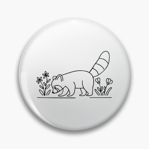 Item preview, Red panda sniffing the ground near a patch of wildflowers designed and sold by rasagamastore.