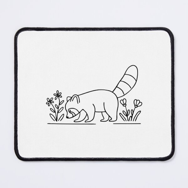 Item preview, Red panda sniffing the ground near a patch of wildflowers designed and sold by rasagamastore.
