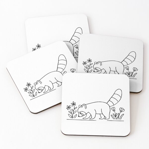 Item preview, Red panda sniffing the ground near a patch of wildflowers designed and sold by rasagamastore.