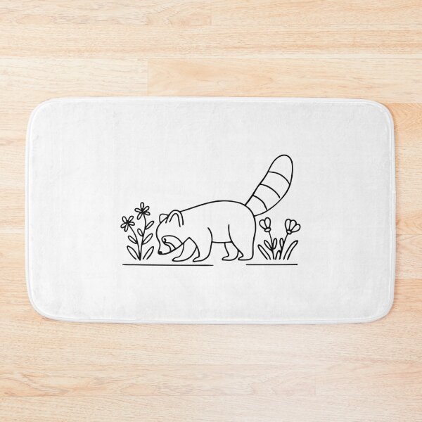 Item preview, Red panda sniffing the ground near a patch of wildflowers designed and sold by rasagamastore.