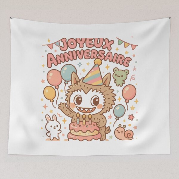 Item preview, Labubu Kawaii Anniversaire – Fête Mignonne et Colorée designed and sold by MeowLoka ⭐⭐⭐⭐.