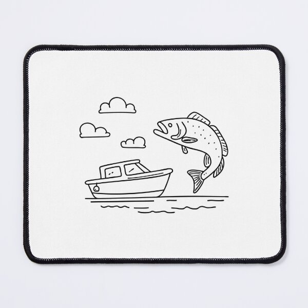 Item preview, Redfish leaping near a boat shadow cast on the water designed and sold by rasagamastore.