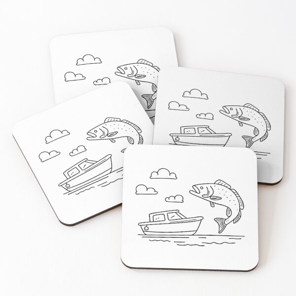 Item preview, Redfish leaping near a boat shadow cast on the water designed and sold by rasagamastore.