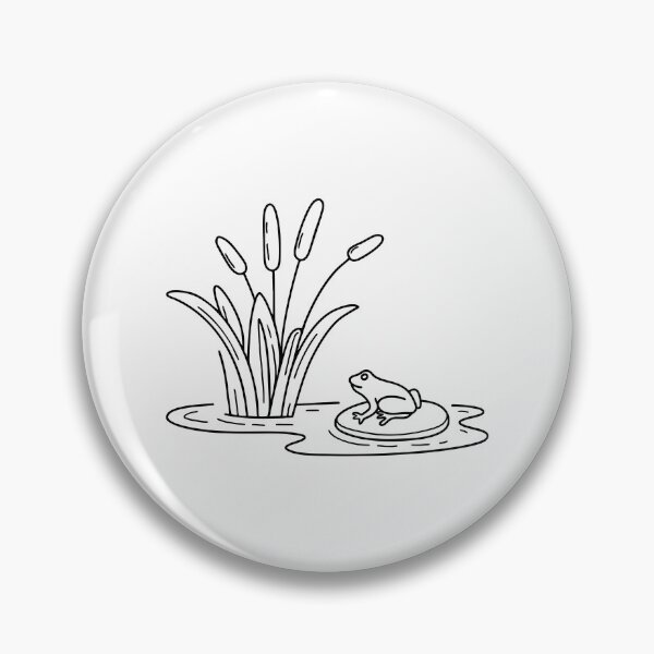 Item preview, Reed swaying at the edge of a small pond beside a frog on lily pad designed and sold by rasagamastore.