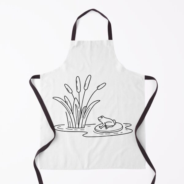 Item preview, Reed swaying at the edge of a small pond beside a frog on lily pad designed and sold by rasagamastore.