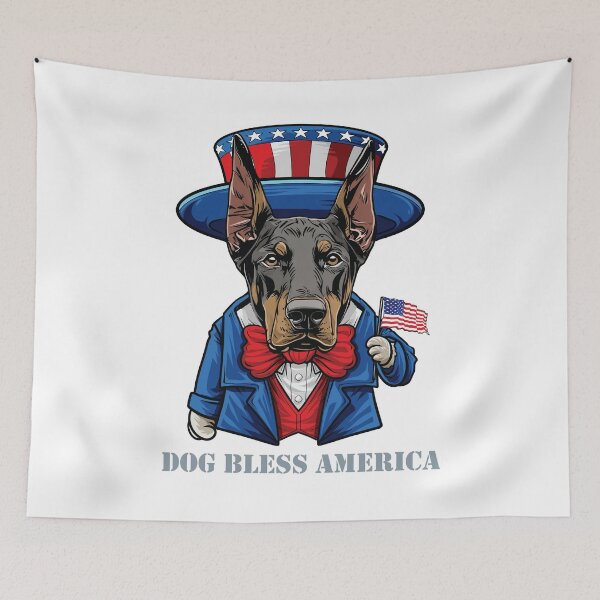 Item preview, Doberman Pinscher Dog Bless America designed and sold by whyitsme.