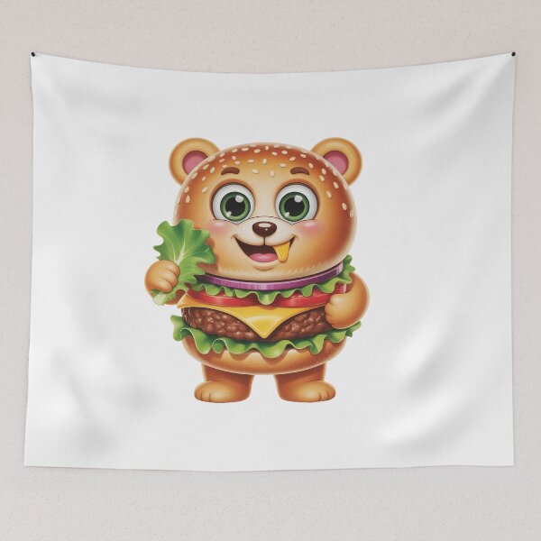 Item preview, Bear Burger Cute Cartoon Funny designed and sold by PietrzakDesign.