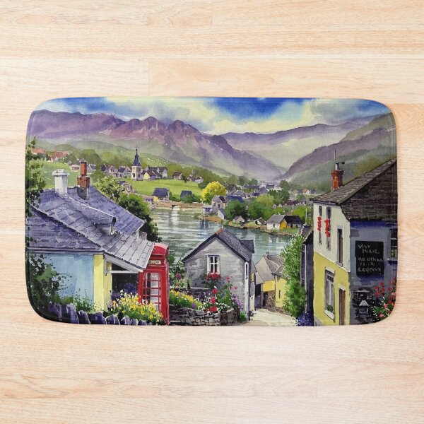 Item preview, Village Hill at Newton Ferrers（watercolour + AI) designed and sold by artsmeow.