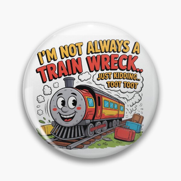 Item preview, I'm Not Always a Train Wreck Just Kidding Toot Toot Funny Cartoon Quote designed and sold by PietrzakDesign.
