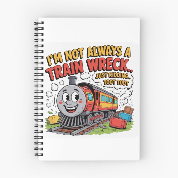 Item preview, I'm Not Always a Train Wreck Just Kidding Toot Toot Funny Cartoon Quote designed and sold by PietrzakDesign.