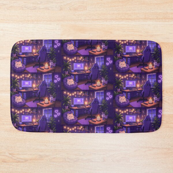 Item preview, Lo-Fi Room for Streamers: Violet Tones with Neon Lights, Garlands, and Plants designed and sold by Mycozydesign.