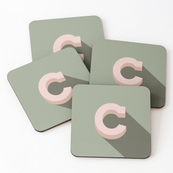 Item preview, Soft Pink & Sage Green Initial Letter C designed and sold by VANCHA ART.