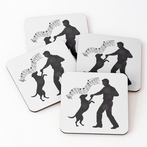 Item preview, Dog Dancing with Man Music Notes Silhouette Black designed and sold by TackyTime.