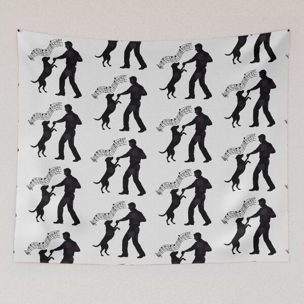 Item preview, Dog Dancing with Man Music Notes Silhouette Black designed and sold by TackyTime.