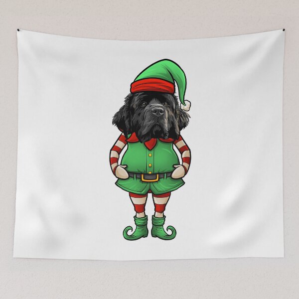 Item preview, Funny Christmas Elf Newfoundland Dog designed and sold by whyitsme.