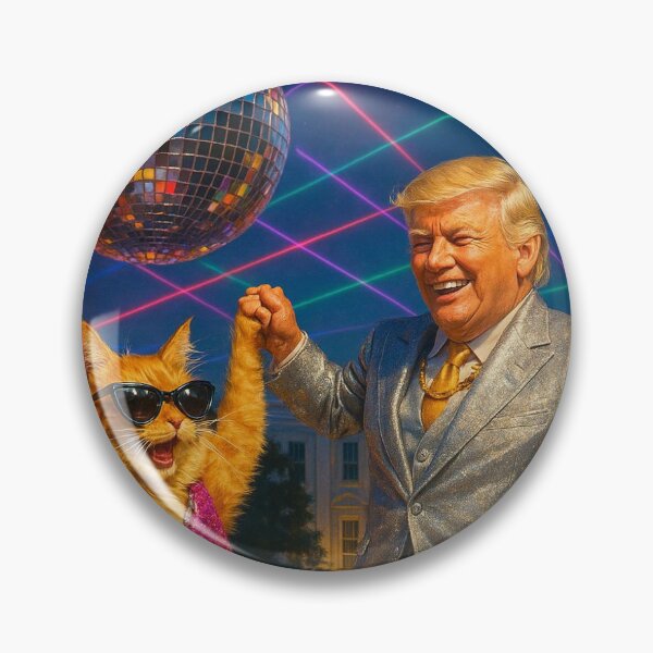 Item preview, Breaking News: Disco cat dances with Trump designed and sold by CurrentlyTrends.