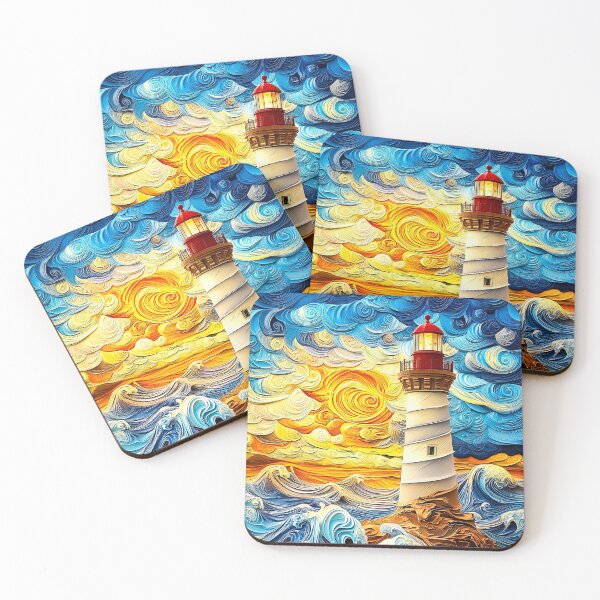 Item preview, Whimsical Lighthouse in Stormy Sea Waves designed and sold by ReachForArt.