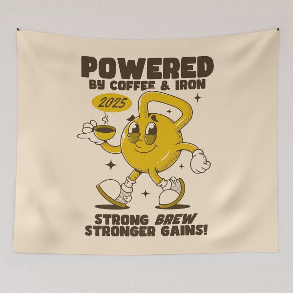 Item preview, Powered by Coffee and Iron Kettlebell Funny Gym designed and sold by adipra.