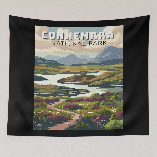 Item preview, Connemara National Park in Ireland, Vintage Art Travel Landscape designed and sold by MaateoDesign.