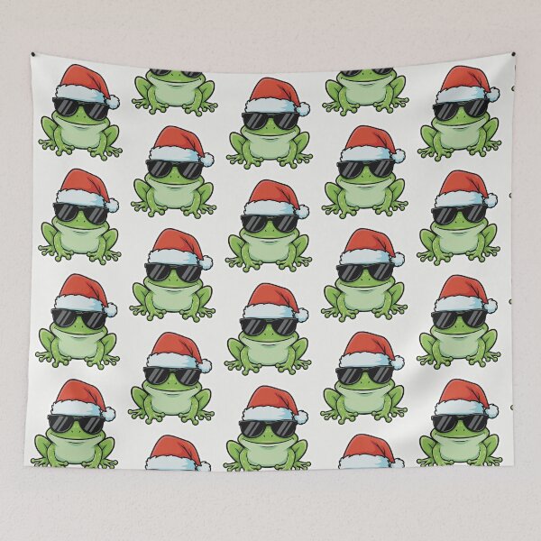 Item preview, Cool Christmas Frog – Festive Frog with Santa Hat & Shades designed and sold by Iras-Art-Corner.