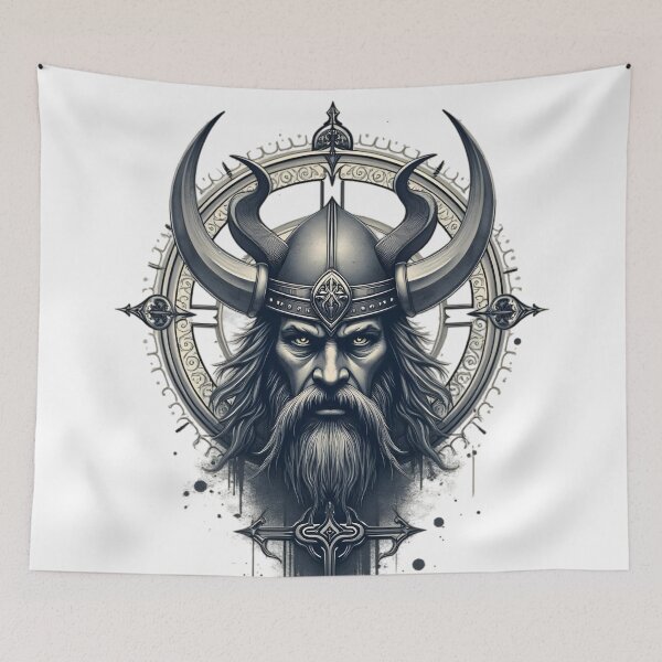 Item preview, Powerful Viking Warrior Tribal Tattoo designed and sold by ShadowAndSlate.