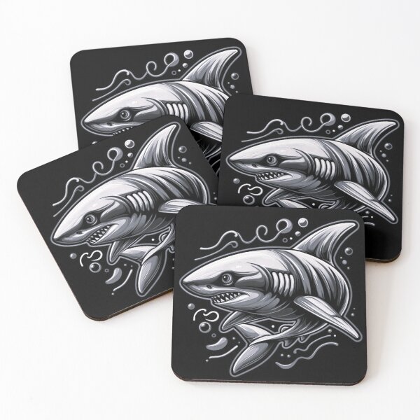 Item preview, black white shark desighn designed and sold by Dogandesighn.
