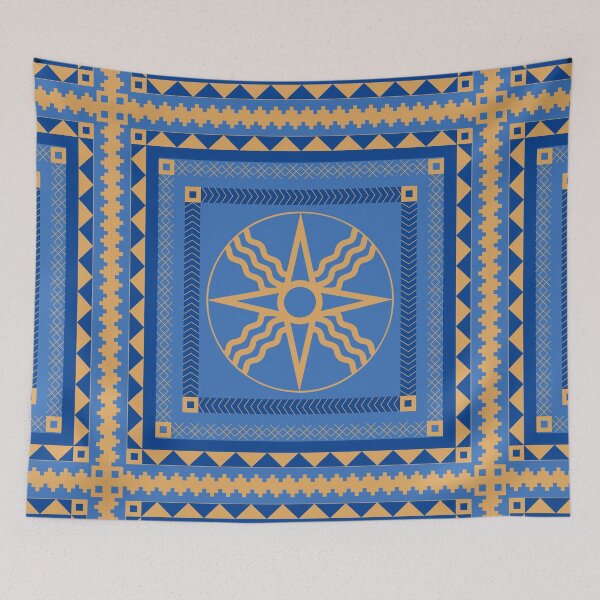 Item preview, Sun-Disk of Shamash - Lapis & Gold Pattern designed and sold by CaffeineCraftedCreations.