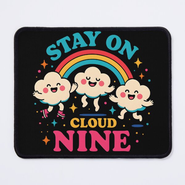 Item preview, Stay on Cloud Nine – Happy Dancing Clouds and Rainbow Positivity Design designed and sold by JaroPrints.