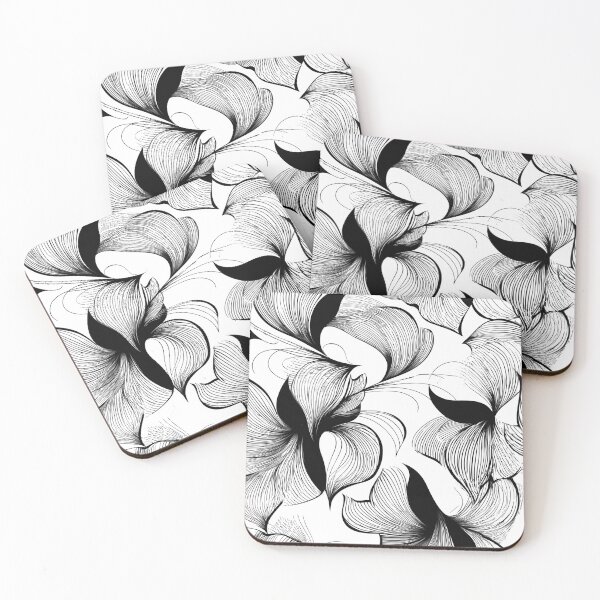 Item preview, "Dark Petal Flow – Abstract Monochrome Line Pattern" designed and sold by SantiLab.