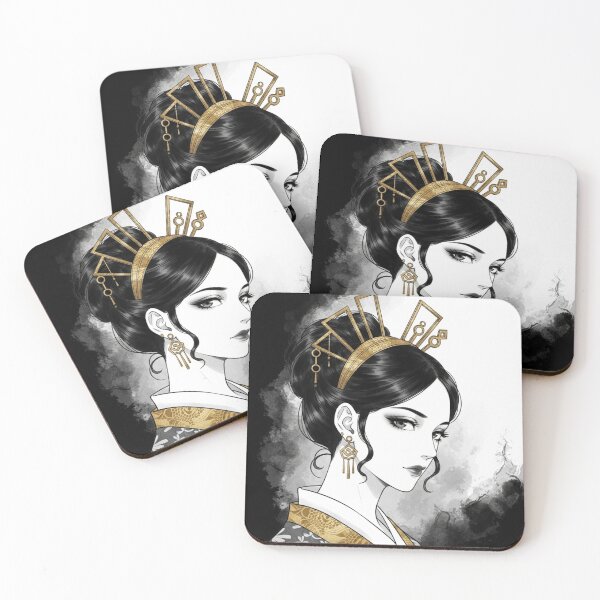 Item preview, The Golden Empress - Modern Japanese Ink Wash Art designed and sold by SynthArtGallery.