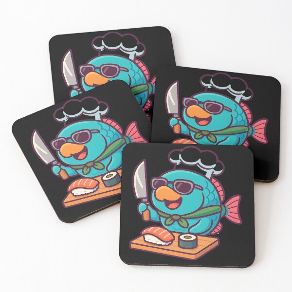 Item preview, Cool Sushi Chef Fish – Kawaii Kitchen Humor Illustration designed and sold by JaroPrints.