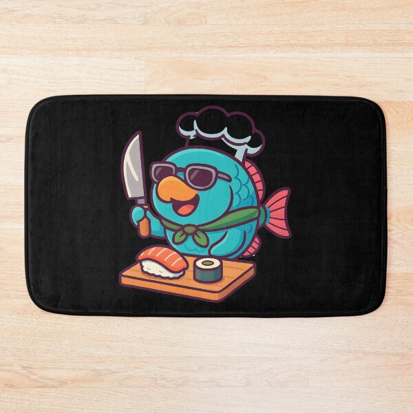Item preview, Cool Sushi Chef Fish – Kawaii Kitchen Humor Illustration designed and sold by JaroPrints.