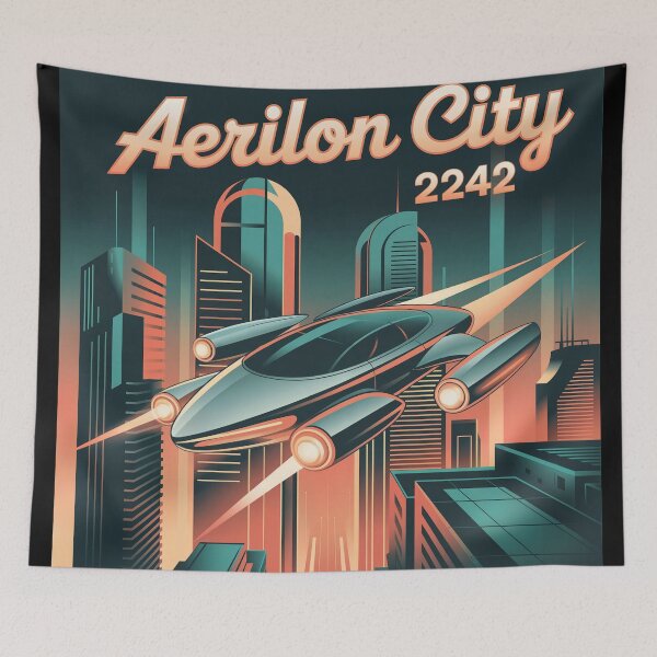 Item preview, Aerilon City 2242 Retro Futurism designed and sold by ShadowAndSlate.